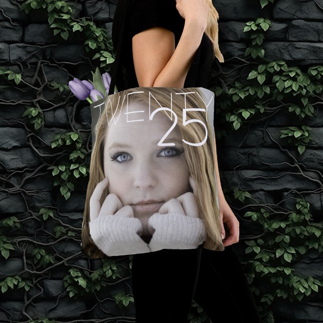Custom Graduation Photo | Modern Script Grad Year Tote Bag (Creator Uploaded)
