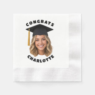 Custom Graduation Photo Simple Grad Party Napkin