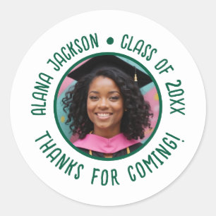 Custom Graduation Photo Thank You Favor Classic Round Sticker