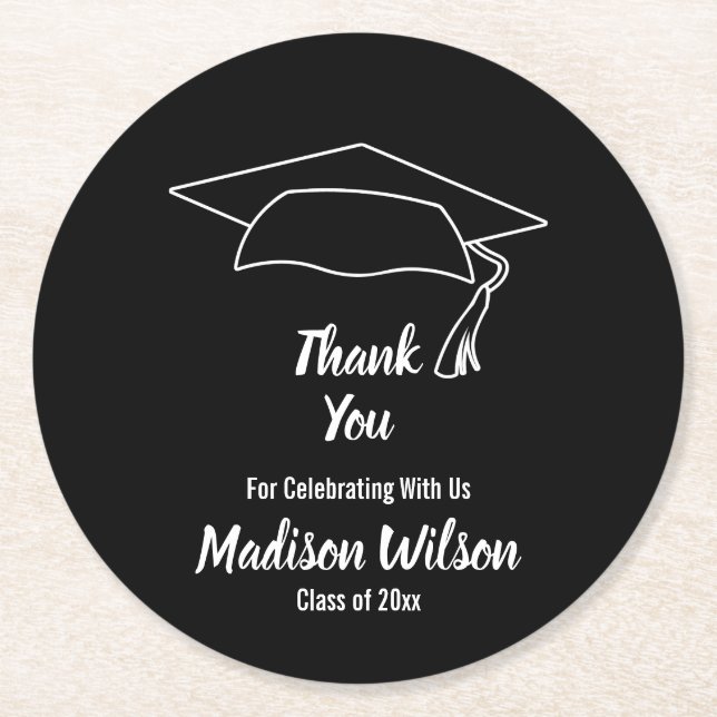 Custom Graduation Thank You Round Paper Coaster (Front)