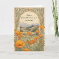 Custom Graduation Vintage Floral Poppy Art Nouveau