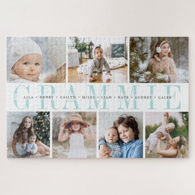 Custom Grammie 7 Photo Grandchildren Collage Jigsaw Puzzle (Horizontal)