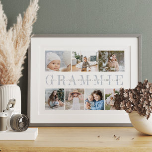 Custom Grammie 7 Photo Grandchildren Collage Poster