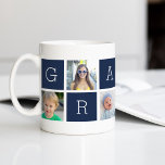 Custom Grampa Grandfather Photo Collage Coffee Mug<br><div class="desc">Create a sweet keepsake for a beloved grandpa this Father's Day or Grandparents Day with this simple design that features six of your favourite Instagram photos, arranged in a collage layout with alternating squares in navy blue, spelling out "Grampa." Personalise with favourite photos of his grandchildren for a treasured gift...</div>