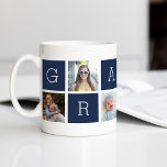 Custom Gramps Grandfather Photo Collage Coffee Mug<br><div class="desc">Create a sweet keepsake for a beloved grandpa this Father's Day or Grandparents Day with this simple design that features six of your favourite Instagram photos, arranged in a collage layout with alternating squares in navy blue, spelling out "Gramps." Personalise with favourite photos of his grandchildren for a treasured gift...</div>