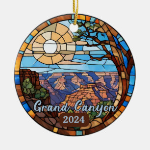 Custom Grand Canyon Faux Stained Glass  Ceramic Ornament