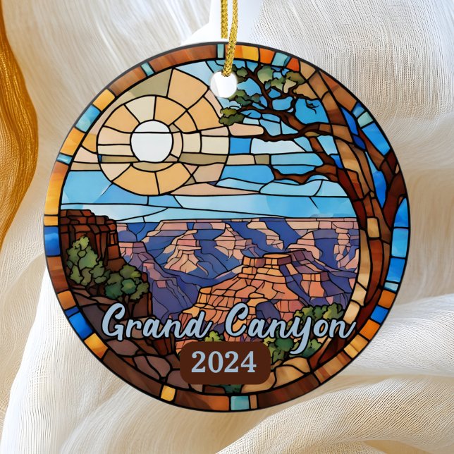 Custom Grand Canyon Faux Stained Glass  Ceramic Ornament (Creator Uploaded)