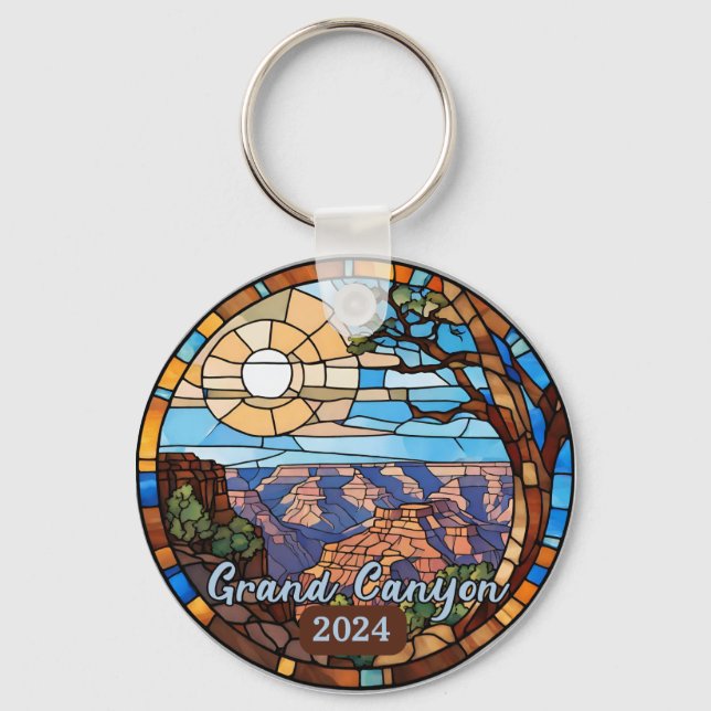 Custom Grand Canyon Faux Stained Glass  Key Ring (Front)