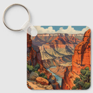 Custom Grand Canyon Vintage Southwest Landscape Key Ring