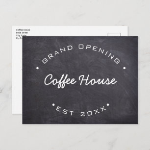 Custom Grand Opening Chalkboard Coffee House Postcard