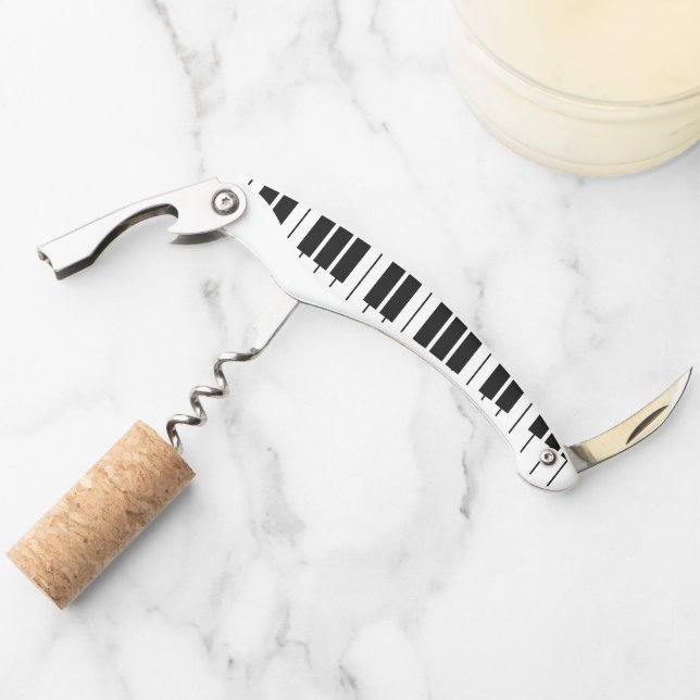 Custom grand piano keys corkscrew opener gift (Front)