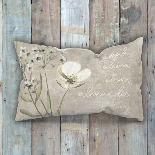 Custom Grandchildren Names Rustic Floral Script Decorative Cushion