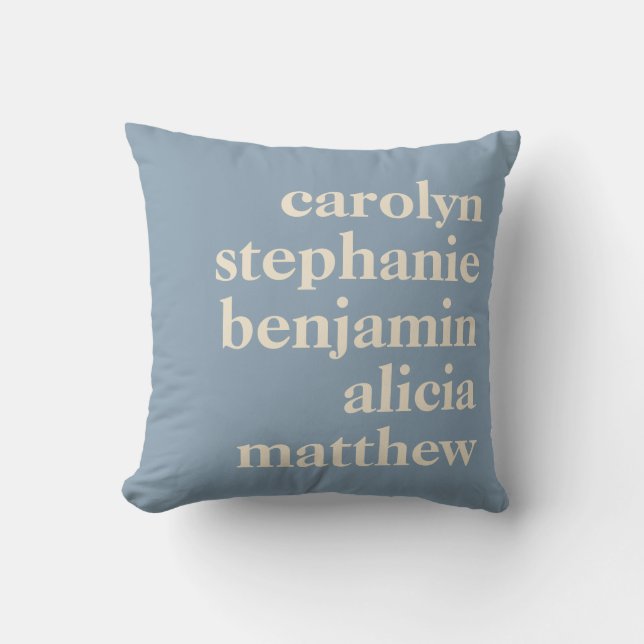 Custom Grandchildren Names Stylish Rustic Blue Cushion (Front)