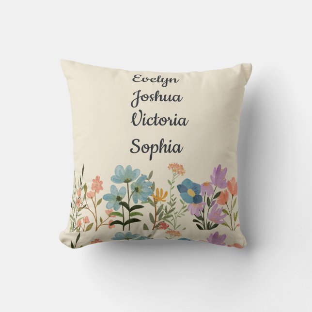 Custom Grandchildren Names wildflowers  Cushion (Front)