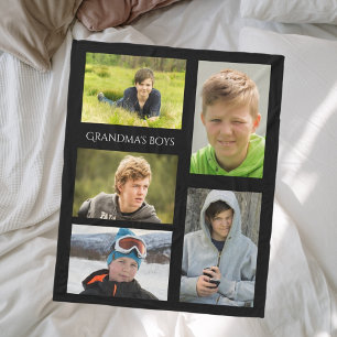 Custom grandchildren photos grandmother grandma fleece blanket