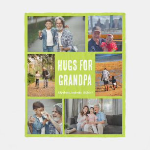 Custom Grandfather 6 Picture Collage Gift Quote Fleece Blanket