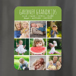 Custom Grandkids Names Instagram 9 Photo Collage Magnet<br><div class="desc">Custom printed photo magnets personalised with your family photos and text. Add your grandchildren's names or other custom text with space for 9 square Instagram photos. Use the design tools to choose any background colour, add more photos and edit the text fonts and colours to create a unique one of...</div>