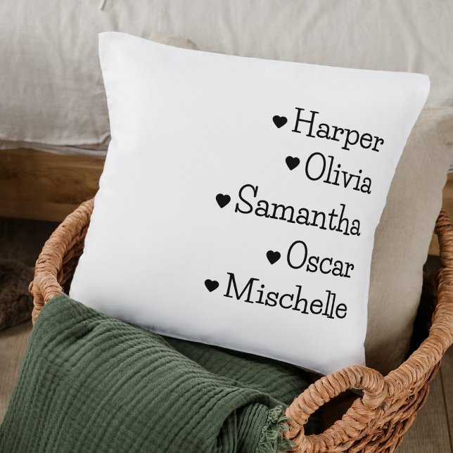 Custom Grandkids Names Throw Pillow | Heart Icons  (Creator Uploaded)