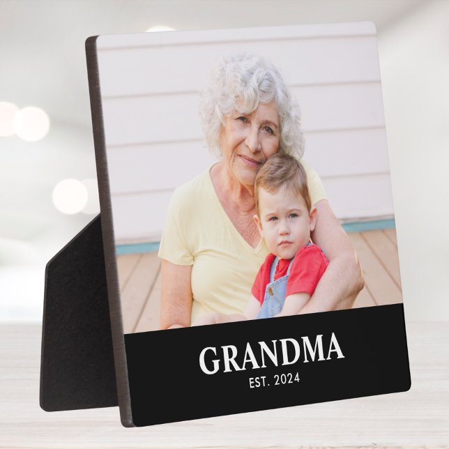 Custom Grandma Established Modern Bold Photo Plaque (Creator Uploaded)
