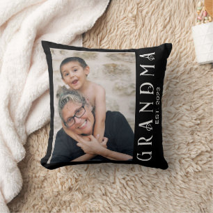 Custom Grandma Established Modern Photo Gift Cushion