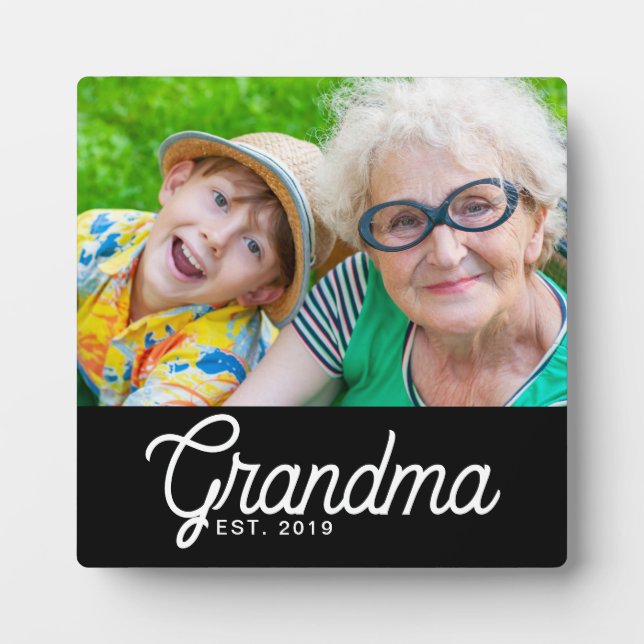 Custom Grandma Established Modern Script  Plaque (Front)
