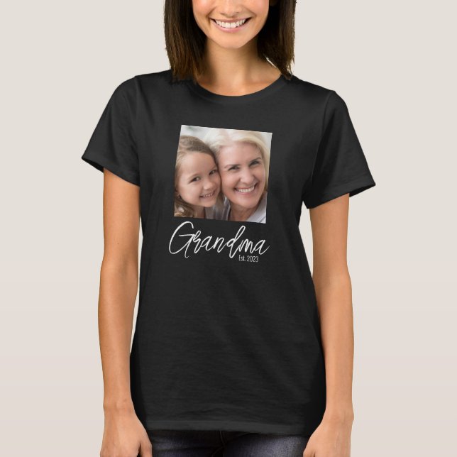 Custom Grandma Established Photo T-Shirt (Front)