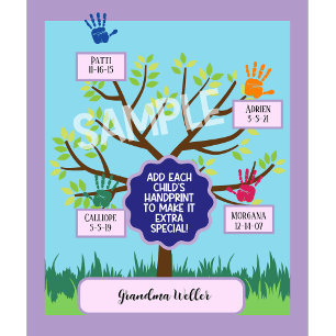 Custom Grandma Gift Add 4 Handprints and names Tapestry