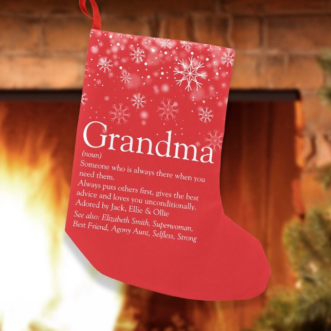 Custom Grandma Granny Definition Holiday Snow Small Christmas Stocking (Creator Uploaded)