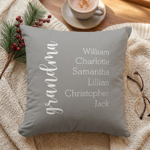 Custom Grandma Keepsake Modern Grey Cushion