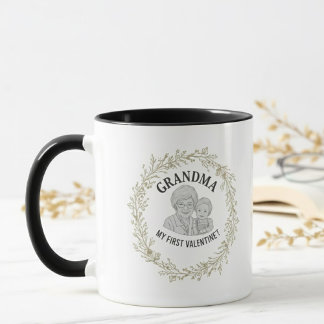 Custom Grandma "My First Valentine" Illustration C Mug