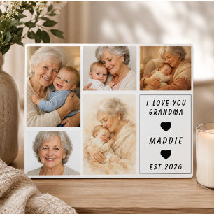 Custom Grandma Photo Collage Grandparents Day Plaque