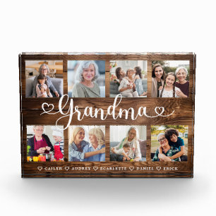 Custom Grandma Photo Collage Wood Block Gift