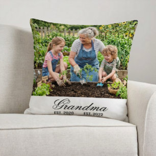 Custom Grandma Photo Multi Year Est Script Cushion