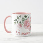 Custom Grandma Pink Roses Floral 4 Kids Names Mug<br><div class="desc">Perfect gift for Grandmas with a beautiful pastel pink roses design on front and back.

Customise one side with 'Grandma' or another mum-type title,  and the other side with 4-5 kids names.</div>