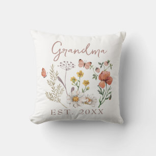 Custom Grandma Wildflowers Cushion