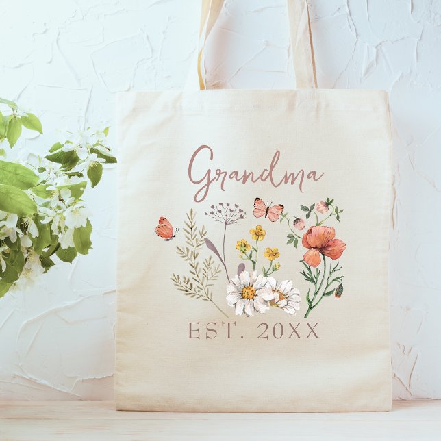 Custom Grandma Wildflowers Tote Bag (Creator Uploaded)