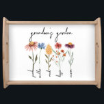 Custom Grandma's Garden Personalised Birthday  Serving Tray<br><div class="desc">Searching for a unique gift for grandma's birthday? Imagine her joy when she receives a Custom Grandma's Garden Personalised Birthday Serving Tray. This elegant floral serving tray will enchant her kitchen with the magnificence of blooming wildflowers and the tranquillity of nature. The personalised tray offers a charming touch, etched with...</div>