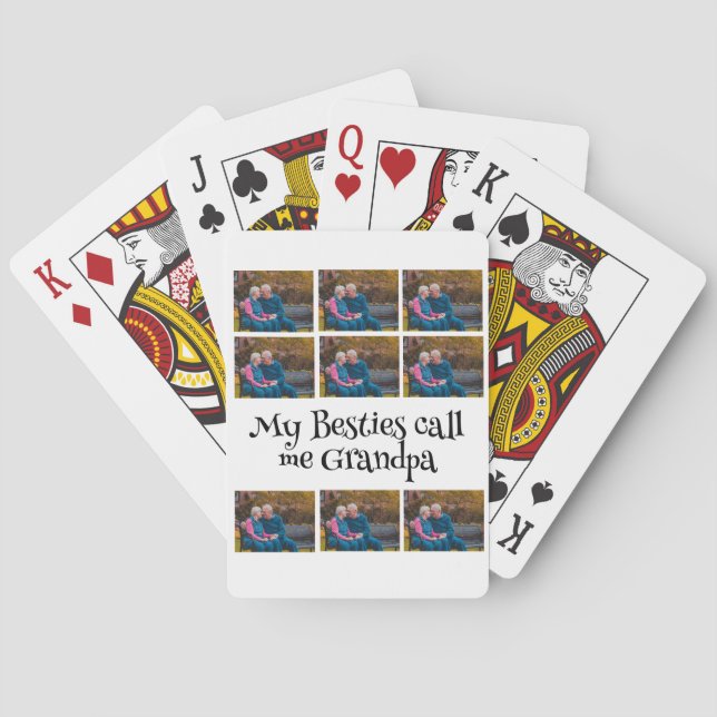 Custom Grandpa 9 Photo Collage  Playing Cards (Back)