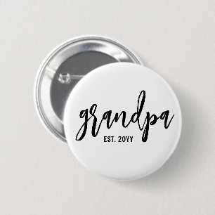 Custom Grandpa Est. Modern Brush Script Typography 6 Cm Round Badge