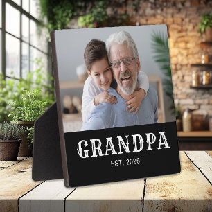 Custom Grandpa Established Bold Typography Photo Plaque