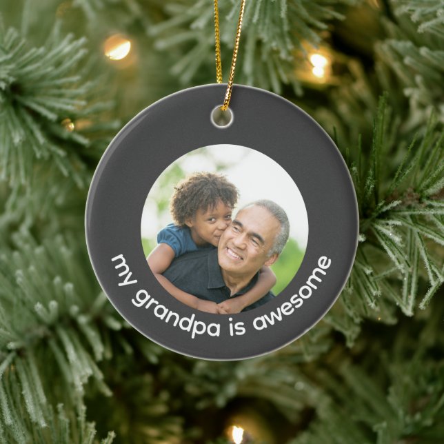 Custom Grandpa Photo Ceramic Ornament (Tree)