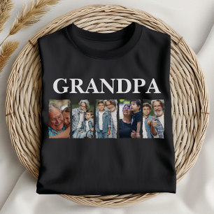 Custom Grandpa Photo Collage Personalised Gift T-Shirt