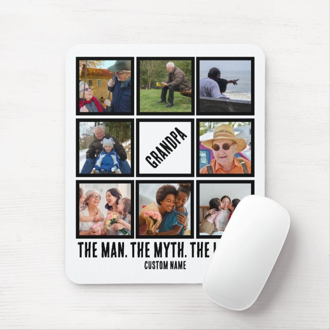Custom Grandpa the man myth legend 8 Photo Collage Mouse Pad (With Mouse)