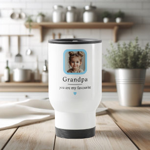 Custom Grandpa Travel Mug with 1 Grandkid Photo   