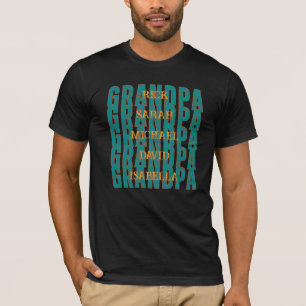 Custom Grandpa With Five Grandchild's Names Retro T-Shirt
