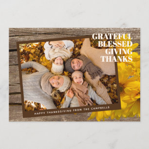 Custom Grateful Blessed Giving Thanks Holiday Card