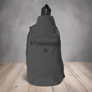 Custom Gray Black Gold Initial Monogram Stylish Sling Bag