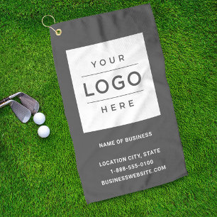 Custom Gray Business Logo Company Branded Golf Towel