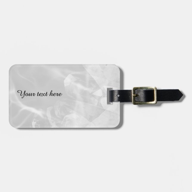 Custom gray crystal luggage tag (Front Horizontal)
