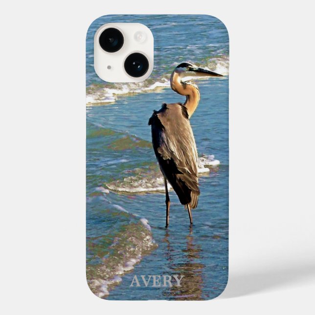 Custom Great Blue Heron Florida Gulf Waters Name Case-Mate iPhone Case (Back)